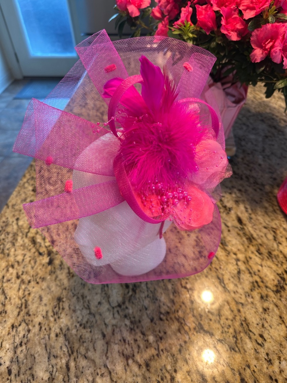 Kentucky Derby Hot Pink Floral Fascinator Headpiece